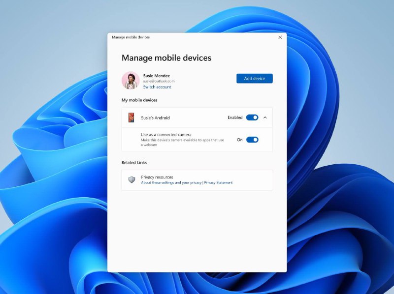 微软正在逐步实装其新的Link to Windows应用：允许使用您的安卓设备作为PC的网络摄像头微软正在更新其 Link to Windows 应用程序，该应用程序可以让您的安卓手机或平板作为PC的网络摄像头！这正在向所有内部渠道的Windows Insiders用户中内测