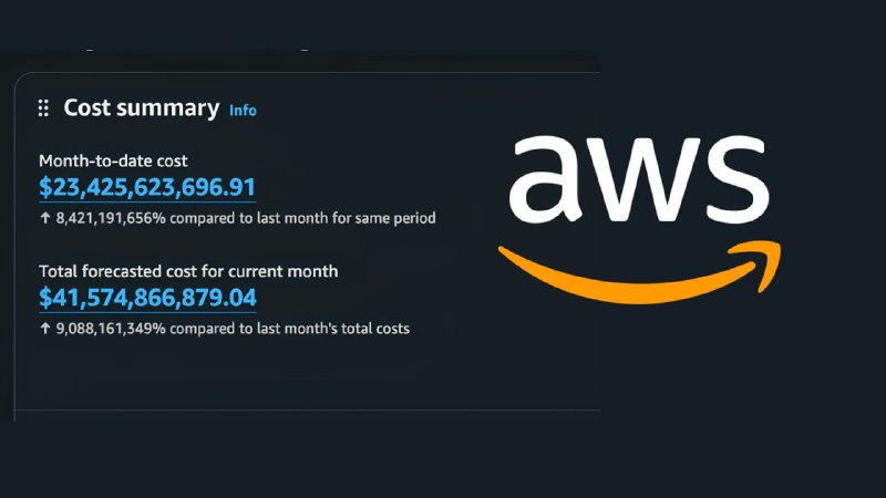 AWS 计费控制台出现账单估算数据异常，有人喜提“万亿美元”云账单7 月 17 日，AWS Billing Console 出现账单估算异常，部分用户看到的当月费用和月底预测金额突然飙升至数十亿乃至万亿美元