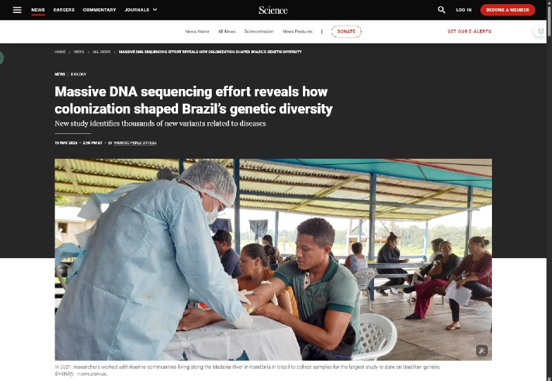 巴西DNA秘史：基因揭示百年融合与健康密码巴西最大基因研究测序2700余人，揭示其独特基因图谱源于数百年殖民与移民潮，为健康研究奠基