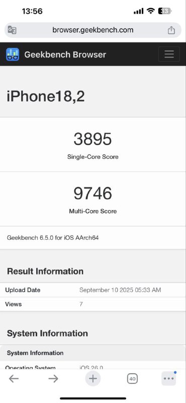  iPhone 17 Pro 跑分曝光：单核性能追平 M4 MacBook Pro根据 Geekbench 平台数据显示，新款 iPhone 17 Pro 搭载的 A19 Pro 芯片单核成绩达到 3895 分，多核成绩为 9746 分