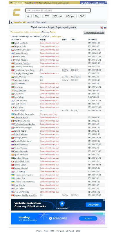 Spotify 本月第二次故障更新：已恢复Check Host | Downdetector | The Verge此前消息：Spotify故障（4月2日）📮投稿  ☘️频道  🌸聊天