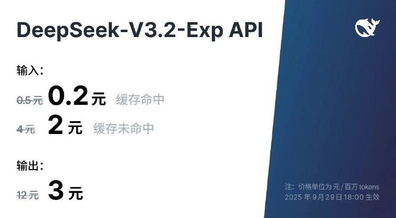  DeepSeek 发布 V3.2-Exp 实验版本，引入稀疏注意力机制DeepSeek-AI 正式发布 DeepSeek-V3.2-Exp 实验版本，这是迈向下一代架构的中间步骤