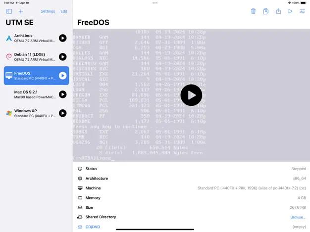 苹果审核通过第一个iOS、iPadOS和visionOS上的PC模拟器UTM SE是一个用于模拟计算机运行经典软件和游戏的应用程序，支持模拟x86、PPC和RISC-V架构，由功能强大且广泛使用的QEMU模拟器构建