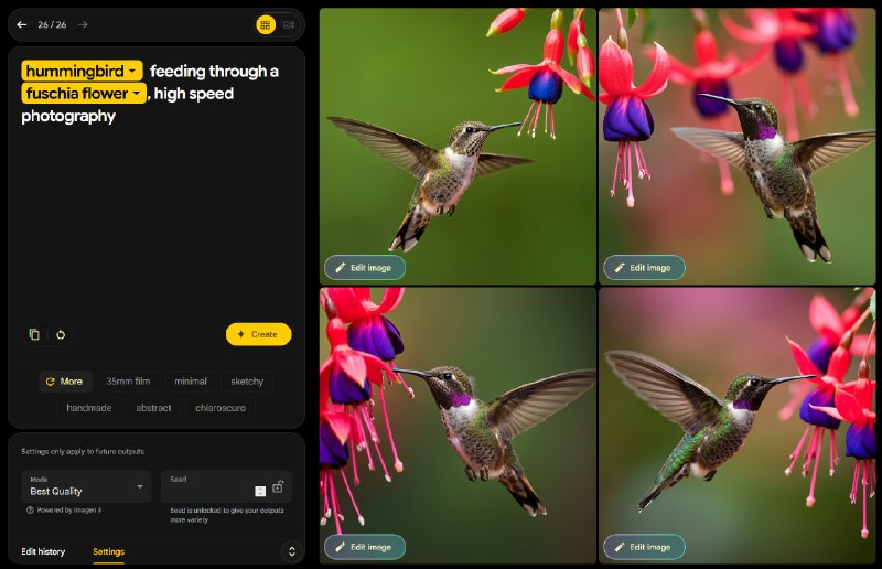 Google 已开放首批 Imagen 3 测试Imagen 3 是 Google ImageFX 项目的最新模型, 相比较 Imagen 2 拥有更广泛的理解, 更高质量的图片与文字渲染.经过测试, Imagen 3 在现实, 艺术与动漫类中的表现均有较大的进步. 能够更加准确的画出提示词所描述的内容.然而 Google 一直以来极其严格的审核系统导致较多提示词无法生成或需要多次修改, 并且生成出来的图片也会进行二次审核, 并隐藏违规图片.如果曾经参加了 Imagen 2 的测试, 您可以查看邮箱是否收到了第一批测试邀请. 或评论区可以发布一些提示词, 我可以帮助生成一些.☘️ 关注频道 @ZaiHuaPd📮 投稿爆料 @ZaiHuabotGoogle 已开放首批 Imagen 3 测试Imagen 3 是 Google ImageFX 项目的最新模型, 相比较 Imagen 2 拥有更广泛的理解, 更高质量的图片与文字渲染.经过测试, Imagen 3 在现实, 艺术与动漫类中的表现均有较大的进步. 能够更加准确的画出提示词所描述的内容.然而 Google 一直以来极其严格的审核系统导致较多提示词无法生成或需要多次修改, 并且生成出来的图片也会进行二次审核, 并隐藏违规图片.如果曾经参加了 Imagen 2 的测试, 您可以查看邮箱是否收到了第一批测试邀请. 或评论区可以发布一些提示词, 我可以帮助生成一些.☘️ 关注频道 @ZaiHuaPd📮 投稿爆料 @ZaiHuabot