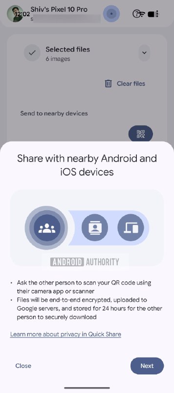 Google Quick Share 即将支持 iPhone，但需要网络连接Android Authority 通过 APK 拆解发现，Google Quick Share 将通过 QR 码方式支持向 iPhone 传输文件