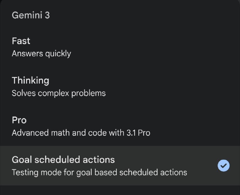  Gemini 推出 Goal scheduled actions 模式与 ChatGPT Tasks 类似，该模式允许用户按时间与条件设置周期性或一次性任务，并在提交后生成一份计划摘要供确认