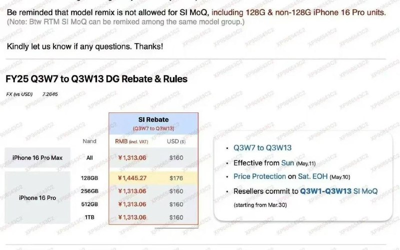 iPhone 16 Pro系列将下调160美元综合拼多多百亿补贴实时价格以及经销商得到的通知，苹果已经通知授权经销商将对iPhone 16 Pro 系列价格下调至少160美元