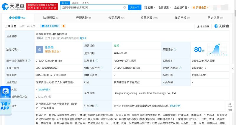 通过登记场所无法联系 哈啰出行江苏公司经营异常天眼查App显示，近日，江苏哈啰普惠科技有限公司因通过登记的住所或者经营场所无法联系，被常州国家高新区（新北区）市场监督管理局列入经营异常名录
